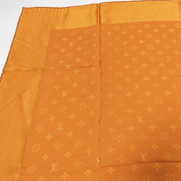 LV ORANGE SILK SCARF MONOGRAM - Picture 5 of 7